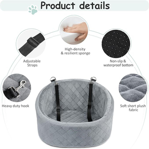 OEM Easy-to-Install Solid Pattern Dog <b>Car</b> <b>Seat</b> for <b>Puppies</b> up to 30 Lbs Features Non-Slip Bottom Safety Leashes for Pet Travel - Product Image 3