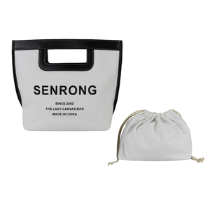 Custom Logo Blank <b>Canvas</b> Tote <b>Bag</b> with PU Leather Handle and Trim <b>Large</b> Capacity Women's Handbag for DIY Printing - Product Image 6