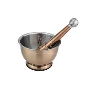 Mortar And Pestle Set Pestle Mortar Bowl Grinder Copper Stainless Steel Guacamole Large Mortar And Pestle For Home Kitchen Food