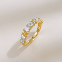Bague empilable au design unique et tendance avec diamant de laboratoire rond, plaqué or jaune 18 carats, sertie en canal, style éternité, pour femme, haute joaillerie
