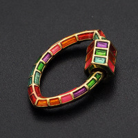 Cuivre Micro incrusté Zircon ornement feuilles géométriques vis boucle bricolage couleur ombre à paupières plaque porte-clés pendentif accessoires