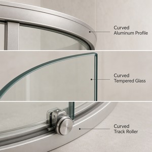 <span class=keywords><strong>Cabine</strong></span> <span class=keywords><strong>de</strong></span> <span class=keywords><strong>douche</strong></span> moderne en aluminium courbé et verre trempé, sur mesure, avec espace intégré pour salle <span class=keywords><strong>de</strong></span> bain – Offre Spéciale - Product Image 3