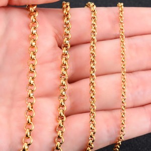 Collier long en acier inoxydable, chaîne à maillons ronds Rolo, collier ras du cou pour femmes et hommes, bijoux plaqués or, accessoires pour le cou - Product Image 5