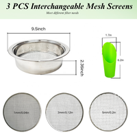 Ensemble de tamis de jardin en acier inoxydable à mailles interchangeables 1/3/5 mm avec mini pelle, outil de tamisage réutilisable pour le rempotage