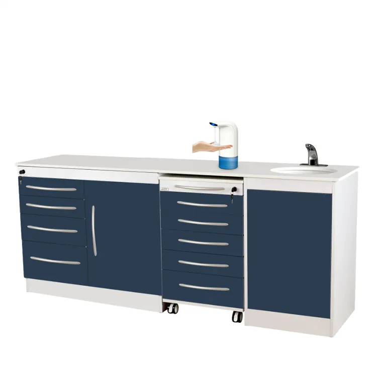 Hospital Clinic Furniture Dental Furniture Stainless Steel Body Desk With Storage Cabinet