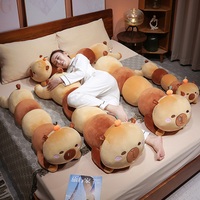 Coussin long en peluche Capybara pour canapé-lit, coussin de couchage, adorable peluche Capybara au visage rose, poupée en peluche pour la décoration intérieure