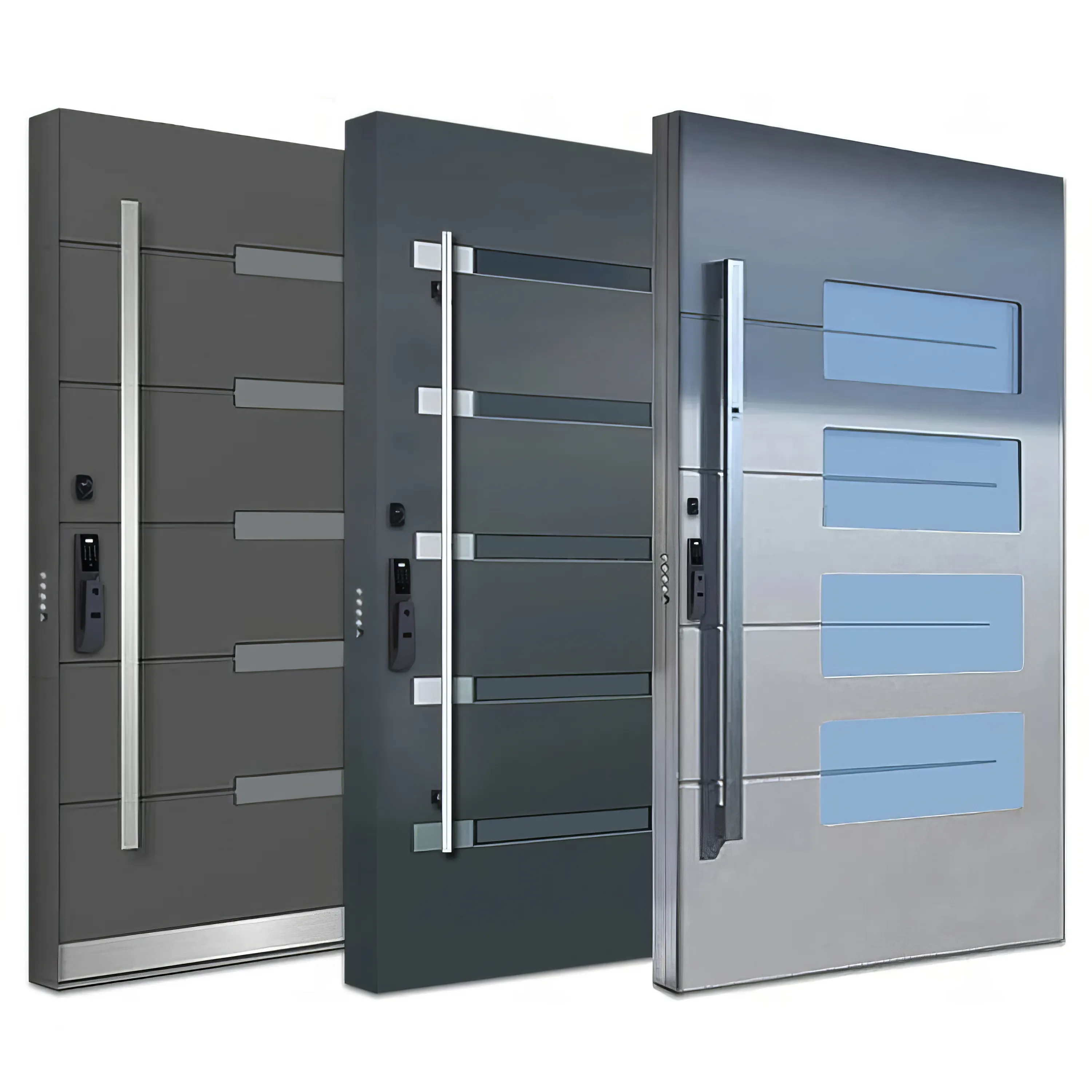 Custom high quality steel pivot external security doors for house metal front entry exterior aluminium main door