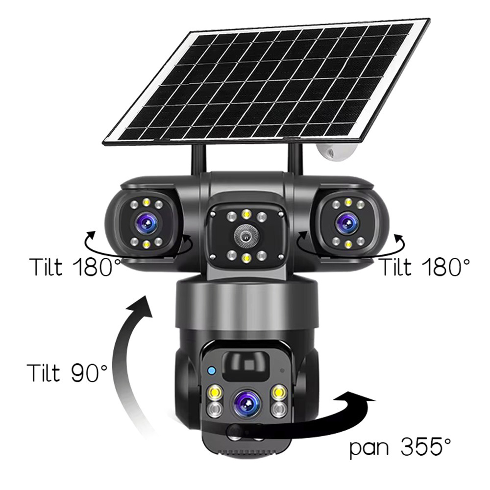 Solar-powered Indoor True Tri-ocular Dome Camera 360 Rotation Wireless Auto Track Backlight Compensation Built-in Battery IP66 · image 5