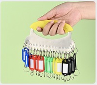 Porte-clés robustes en plastique avec étiquettes interchangeables, anneau métallique, forme rectangulaire - Gestion des étiquettes et des badges
