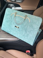 Sac pour ordinateur portable tendance pour femme, en cuir véritable fin, avec poignée perlée, grande capacité, étanche, compatible MacBook Air Pro 15 OEM