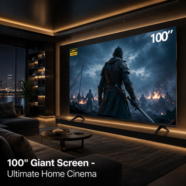 100" 4K UHD Commercial Television Wall Mount, Smart Digital Signage Display with Voice Remote & Android 14 for Hotel/Office