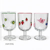 Gobelet en verre populaire personnalisé, peint à la main, avec motif 3D mignon de papillon, nœud et fruits, pour café glacé, jus, vin, café, fête, maison