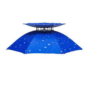 Uv Protection Sun And Rain Umbrella Hat Cheapest For Promotion Black Coating Umbrella Stock Lots