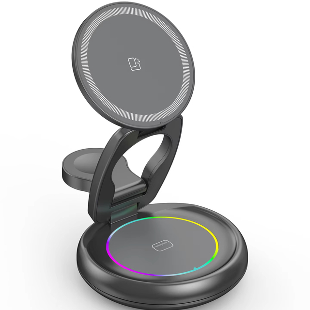 Custom Foldable Strong Magnetic for GaN Tech Multifunctional 10W Wireless Charging Stand PD Function Travel Charge Station PC