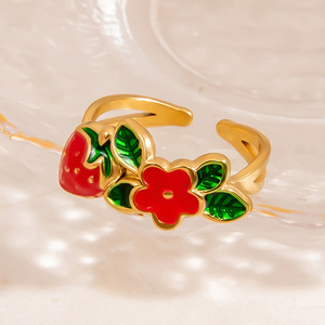 Plant Pattern Stainless Steel <b>Ring</b> <b>Open</b> Design For Women Gift Jewelry - Product Image 3