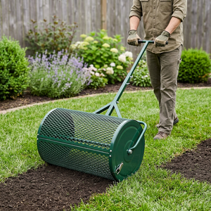 Épandeur à rouleaux de tourbe pour engrais, 24 pouces, pour compost, plantation, semis, pour l'entretien des pelouses et des jardins, engrais agricoles - Product Image 1