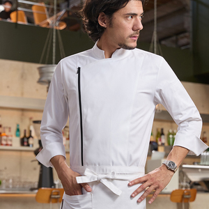 Tops DE TRABAJO DE Chef de gama alta para hombre, Sarga de manga larga con cremallera para restaurante occidental, catering, panadería, restaurante, Bar, uniformes - Product Image 4