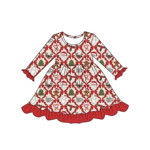 Robe trapèze mi-longue respirante en polyester/coton pour filles, imprimé personnalisé Cœur de la Saint-Valentin, Noeud, Père Noël, pour l'été - Product Image 3