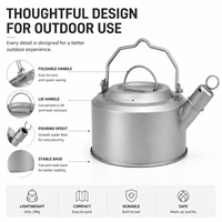 Bouilloire de camping en titane 1200 ml, légère et portable, pour la cuisson en extérieur, le thé et le café, idéale pour la randonnée et le trekking