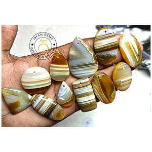 Lote de Cabujones de Ágata Amarilla Banda de Oro 100% Natural de Alta Calidad, Precio al por Mayor, Lote de Cristales de Ágata Amarilla Banda de Oro Hechos a Mano, Precio al por Mayor - Product Image 4