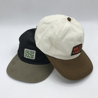 5 Paneel Ongestructureerde Snapback Hoed Met Borduurwerk Patch Logo, Twee Toon Laag Profiel 5 Paneel Platte Rand Papa Hoeden