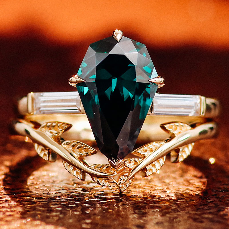 ชุดแหวนเพชรโมอิสซาไนต์ทอง 14k