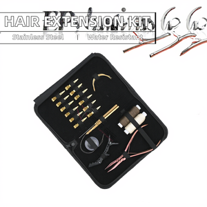 Hair Extension Tools Kit Rose Gold Flat Beads Crimping Plier Gold Duckbill Sectioning <b>Clips</b> C-Shape Needles <b>Wig</b> Thread Stainless - Product Image 2