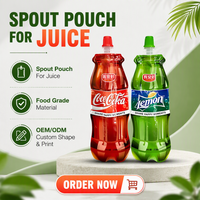 Pochette souple personnalisée écologique avec bec verseur pour emballage de liquides (cola, jus, gelée et boissons gazeuses)