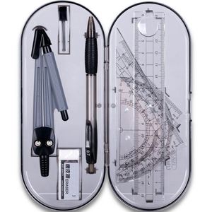 Juego de Reglas de Matemáticas de 8 Piezas, Juego de Compás y Transportador Geométrico Escolar con Caja de Almacenamiento - Product Image 2