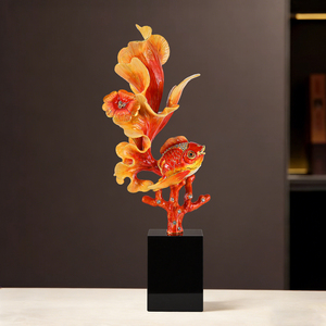 Figurine de poisson en émail, nouveau style chinois, ornement de luxe pour salon, meuble TV, cave à vin - Product Image 4