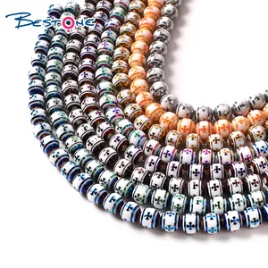 Bestone all'ingrosso nuove perline allentate rotonde modello croce braccialetto fai da te perline di vetro per accessori per la creazione di gioielli