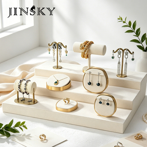 JINSKY Metal Jewelry Display Stand with Necklace Ring Trays Counter Exhibition Organizer - Product Image 3