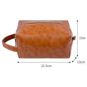 Trousse de Toilette Imperméable en Cuir PU pour Cosmétiques et Maquillage, Sac de Voyage Marron Vert pour Articles de Toilette - Product Image 5