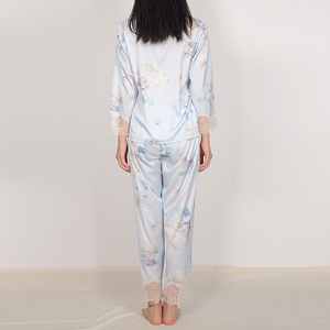 Women's <strong>Silky</strong> Satin Pajamas, Button up Long Sleeve PJ Set Pajamas Women's Sleepwear Short and <strong>Top</strong> - Product Image 3