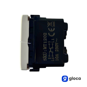 Interruptor de Pared Doble Gloca, 10A 250V, 2 Botones, Plástico MT1202, Diseño Minimalista - Product Image 5