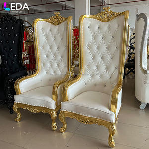 Sillas de respaldo recto para eventos de banquetes de boda de gama alta LEDA, asientos de sofá y sillones modernos de estilo trono dorado real - Product Image 1