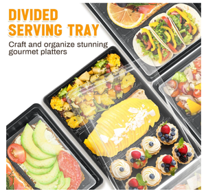 Très Grands Plateaux <span class=keywords><strong>de</strong></span> Traiteur en Plastique PET Noir Réutilisables, Plats <span class=keywords><strong>de</strong></span> Service Divisés pour Tiramisu, Pique-niques, Voyages ou Planches <span class=keywords><strong>de</strong></span> Charcuterie - Product Image 5
