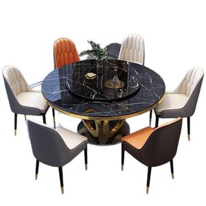 Ensemble de table à <span class=keywords><strong>manger</strong></span> nordique moderne 6 places, meubles en acier inoxydable, finition marbre doré pour la maison, la cuisine, la <span class=keywords><strong>salle</strong></span> à <span class=keywords><strong>manger</strong></span>, décoration haut de gamme - Product Image 6