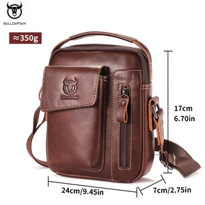 <span class=keywords><strong>Bolso</strong></span> <span class=keywords><strong>bandolera</strong></span> de cuero genuino para hombre de la marca BULLCAPTAIN con capa protectora pequeña y mediana, <span class=keywords><strong>bolso</strong></span> cruzado de piel de vaca. - Product Image 5