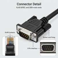 Câble Série RJ45 vers DB9, Faisceau de Câblage Modulaire RJ45 vers DB9, Cordon Console RS232 Mâle 9 Broches, 1m 2m 3m 5m, Noir, Pinout Personnalisé