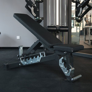 <span class=keywords><strong>Banc</strong></span> <span class=keywords><strong>de</strong></span> <span class=keywords><strong>musculation</strong></span> commercial pliable FID <span class=keywords><strong>avec</strong></span> inclinaison, position plate et declinable, réglable pour haltères et presse - Product Image 1