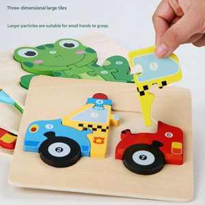 Puzzles <span class=keywords><strong>en</strong></span> bois 3D d'animaux et de véhicules de dessins animés, jouets éducatifs Montessori pour les tout-petits, cadeau éducatif pour les garçons et les filles - Product Image 5