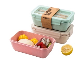 luxury fancy cooling waterproof electric heater 2 compartment kids travel bento children school wheat straw lunch box sets