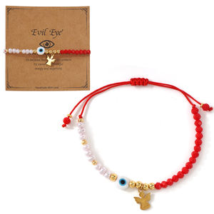 Bracelet de protection contre le mauvais œil Go2boho, bracelet en cordon rouge avec perle en verre bleu et charme ange pour femmes - Product Image 5