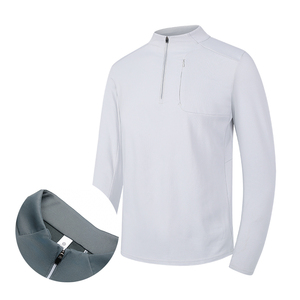 Jersey de lana con cremallera 1/4 informal de gran tamaño para hombre, manga larga, cuello con cremallera 1/4, logotipo personalizado, tela tejida de longitud corta impresa - Product Image 2