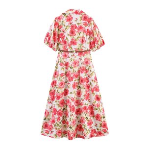 SHENZHU 2026 Abito <span class=keywords><strong>Midi</strong></span> Estivo da Donna Elegante con Colletto a Bottoni, Stile Camicia, <span class=keywords><strong>Maniche</strong></span> <span class=keywords><strong>Corte</strong></span>, Stampa, Cintura e Risvolto 5029243 - Product Image 2