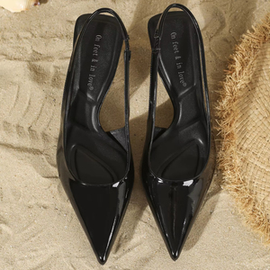 Nouvelles Sandales d'Été «On Feet & In Love» <span class=keywords><strong>pour</strong></span> Femme, Talons Aiguilles Noirs en Similicuir, Simples et Élégantes, à Bout Pointu - Product Image 2