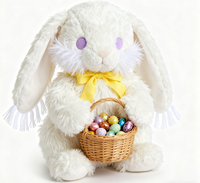 Lapin de Pâques en peluche personnalisé, directement de l'usine, rembourré en coton PP, à bas prix, lapin blanc à oreilles tombantes, panier en polyester