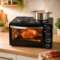 Four électrique en acier inoxydable CKD 3300W, double plaque chauffante, cuisinière de comptoir 2-en-1, appareil de cuisine compact, capacité de 30L
