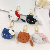 Porte-clés breloque chat mignon, mini pochette de rangement pour boucles d'oreilles, organisateur de bijoux pour filles, cadeau pendentif adorable